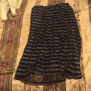Long pleated black and silver metallic  skirt